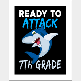 Shark Kids Ready To Attack 7Th Grade Boys Back To School Posters and Art